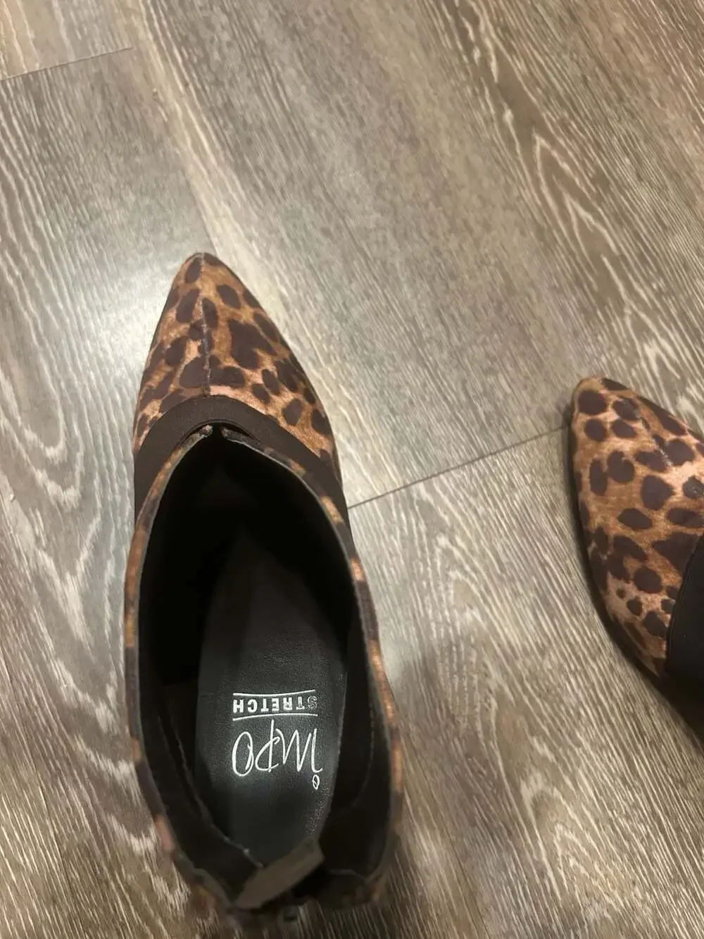 Impo Leopard Print Stretch Ankle Boots with Kitten Heel Size 9M